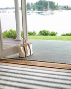 Dash & Albert Awning Stripe Blue Machine Washable Rug, 4 X 6 Feet, Blue Stripe Pattern
