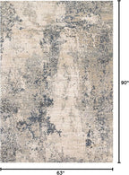 Loloi Teagan Collection TEA-07 Natural/Denim 5'-3" x 7'-6" Area Rug, Large, Soft Neutral Rug, High-Traffic for Living Room, Bedroom, Home Office, Dining Area