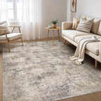 Nakagishi 7x9 Area Rugs Living Room: Washable Abstract Large Neutral Soft Rug Stain Resistant Modern Indoor Floor Non-Slip Carpet for Bedroom Nursery Kids Playroom Office Dining Room Dorm- Brown Grey