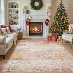 Area Rug Living Room Rugs - 8x10 Washable Large Soft Indoor Neutral Modern Abstract Low Pile Rug Carpet for Bedroom Dining Room Farmhouse Home Office - Colorful