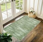 Olive Green Rug 2x3 Modern Abstract Neutral Area Rug for Entryway Indoor Loden Green Low Pile Floor Carpet with Non Slip Washable Small Rugs for Bathroom Kitchen 2 x 3