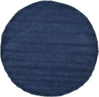 Unique Loom Solid Shag Collection Area Rug (6' 1" Round, Sapphire Blue/ Navy Blue)