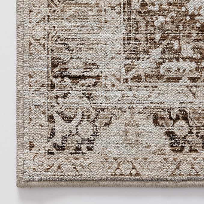LUMI 8x10 Washable Area Rug for Living Room, Ultra Soft Traditional Vintage Rugs Non Slip with Rubber Backing, Low Profile, High Traffic, Stain Resistant Carpets, Ideal for Bedroom, Dining Room