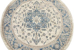 Unique Loom Salzburg Collection Classic Traditional Design Oriental Inspired Border Area Rug (5' 0 x 5' 0 Round, Beige/Blue)