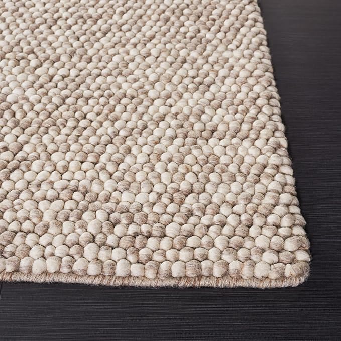 SAFAVIEH Natura Collection Area Rug - 3' Round, Beige, Handmade Wool Blend, Textured Design, Ideal for Living Room, Bedroom, Dining Space (NAT620B)