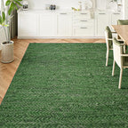 Eleisa Modern Vintage 6x9 Herringbone Chevron Area Rug for Living Room, Green, Non-Slip Stain Resistant Washable Rug, Farmhouse Home Decor Carpet for Bedroom, Kitchen, Dining Room