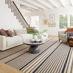 Dash & Albert Axiom Navy Machine Washable Rug, 8.5 X 11.5 Feet, Blue/Ivory Stripe Pattern