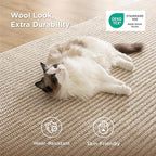 Bedsure 8x10 Faux Wool Area Rugs for Living Room, Machine Washable Carpet, Non-Slip Backing, Pet Friendly Throw Rug for Bedroom Dining Room, Natural Ivory