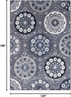CAMILSON Indoor Outdoor Rug 10x14 Bohemian Medallion Floral Area Rugs for Indoor and Outdoor Patios Easy-Cleaning Non-Shedding Living Room Garden and Kitchen Washable Outside Carpet (10 x 14 / Navy)