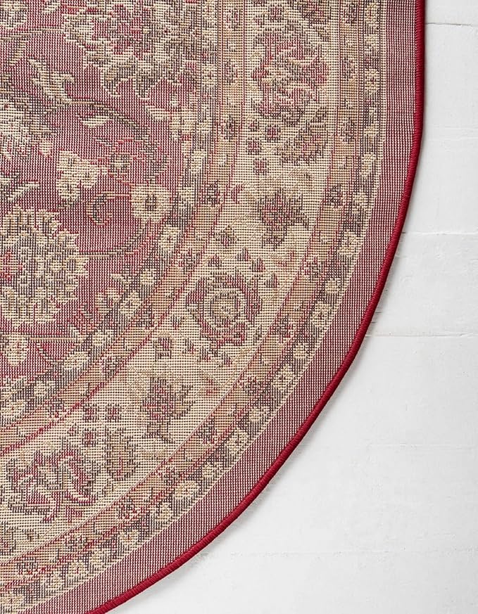 Unique Loom Sialk Hill Collection Area Rug - Washington (3' 3" x 5' 3" Oval Burgundy/Cream)