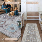 Fame Living Faded Oushak Rug, Turkish Vintage Floral Pastel Large Oversized Area Rugs for Living Room Dining Bedroom Kitchen Bathroom Nursery (854BB, 5' x 6'9")