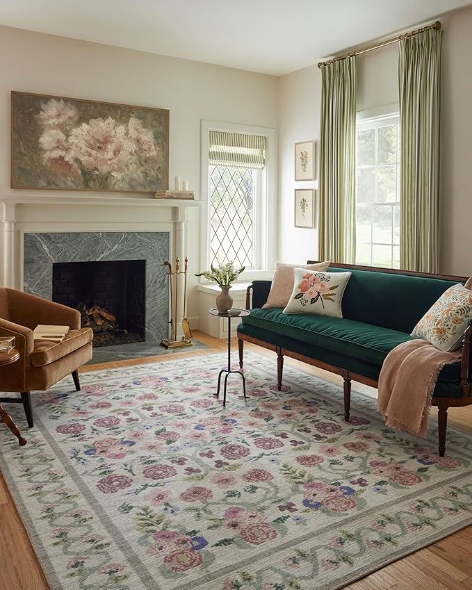 Loloi Rifle Paper Co. Rosa Collection RSA-01 Ivory 8'-4" x 11'-6" Area Rug