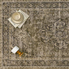9x12 Washable Area Rug Brown Vintage Distressed Large Rug for Living Room Oriental Soft Thin Indoor Retro Carpet Non Slip Low Pile Floor Cover for Bedroom Dining Room Office Nursery