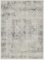 RUGGABLE Washable Vintage Area Rug – Kamran Blue Quartz 9x12, Stain-Resistant, Non-Slip – Large Machine Washable Rugs for Living Room, Bedroom, Hallway, Entryway & Office–with Cushioned Pad