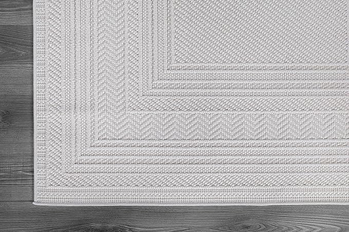 Micro Loop Indoor Rug White 10x14 Boho Geometric Neutral Area Rugs for Living Room Soft Luxury Modern Low and High Pile Durable Stain Resistant Non-Shedding Indoor Area Carpet 10 x 14