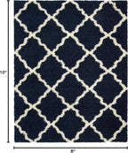 SAFAVIEH Area Rug 8x10 - Dallas Shag Collection - Large - Navy & Ivory, Trellis Pattern, Non-Shedding & Easy Cleaning, Plush Thick Pile, Ideal for Living Room, Bedroom, Dining Space (SGD257N)
