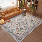 Rugcomf Living Room Rug 5x7 Rug Machine Washable Area Rug Floral Non-Slip Low Pile Large Rugs for Living Room, Bedroom, Farmhouse, Dining Room, Kids Playroom(Colorful)