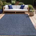 Beverly Rug Indoor Outdoor Rug 6x9, Washable Outside Carpet for Patio, Deck, Porch, Solid Modern Area Rug, Water Resistant, Azure Blue