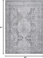 Bloom Rugs Washable 5' x 7' Rug - Ivory/Silver Gray Traditional Area Rug for Living Room, Bedroom, Dining Room, and Kitchen - Exact Size: 5' x 7'
