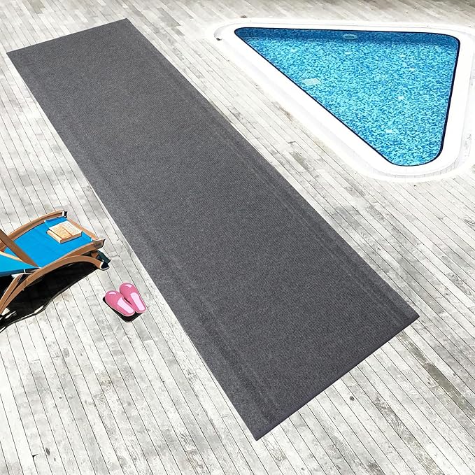 English Home Custom Size Non Slip Striped Design Light Weight Durable PVC Backing Thin Pile Runner Rug (26" x 30')