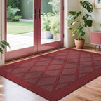COSY HOMEER Non-Slip Door Mat 36"x60", Entryway Rugs Low Profile Absorbent Dirt Trapper Doormat for Front Entrance, Washable Polypropylene Entry Mat (Red)