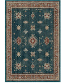 RUGGABLE Washable Vintage Area Rug – Verena Teal Blue 6x9, Stain-Resistant, Non-Slip – Medium Machine Washable Rugs for Living Room, Bedroom, Hallway, Entryway & Office–with Standard Pad