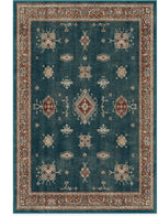 RUGGABLE Washable Vintage Area Rug – Verena Teal Blue 6x9, Stain-Resistant, Non-Slip – Medium Machine Washable Rugs for Living Room, Bedroom, Hallway, Entryway & Office–with Standard Pad