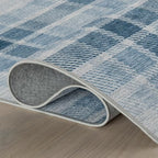 Dash & Albert Andri Plaid Blue Machine Washable Rug, 4 X 6 Feet, Blue/White Plaid Pattern