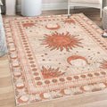 Ambesonne Sun and Moon Decorative Rug, Bohemian Artwork Design of Crescent Solar Ornament Esoteric Stars Ornaments, Quality Carpet for Bedroom Dorm and Living Room, 5' 1" X 7' 5", Burnt Sienna