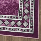 Antep Rugs Alfombras Modern Bordered 8x10 Non-Skid (Non-Slip) Low Profile Pile Rubber Backing Indoor Area Rugs (Purple, 7'10" x 10')
