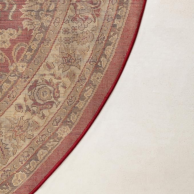 Unique Loom Sialk Hill Collection Area Rug - Washington (5' Round Burgundy/Cream)