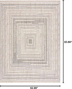 Hauteloom Lunao Farmhouse Living Room Bedroom Moroccan Square Pattern Abstract Area Rug - Soft Shaggy High Low Carpet - High Pile - Bohemian, Boho - Gray, Brown, Beige, Cream - 5'3" x 7'