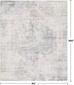 Blue Farmhouse Area Rug for Bedroom - 7x9 Washable Rug for Dining Room Table, Ultra-Thin Soft Textured Boho Abstract Blue and Gray Indoor Decor, Fade & Stain Resistant