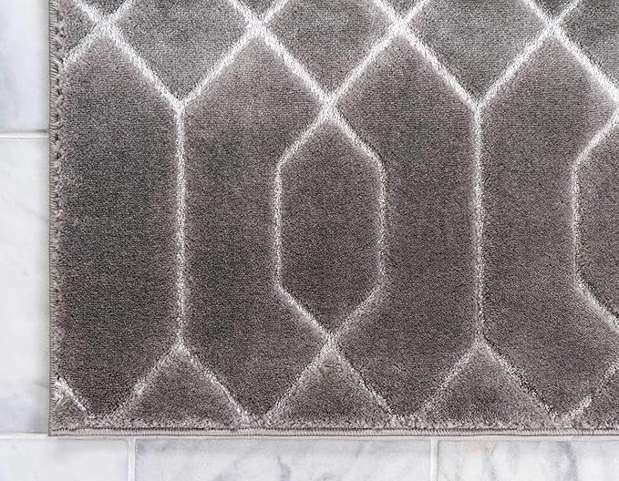Marilyn Monroe Glam Collection Area Rug - Trellis (2' x 3' 1' Rectangle, Gray Silver/ Silver)