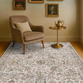 Large Washable Living Room Area Rug, Moss 4x6 Oriental Rug for Bedroom Beside Bed, Kitchen, Mudroom, Entryway, Vintage Home Décor, Non Slip Soft Stain Resistane Carpet with Bird Pattern