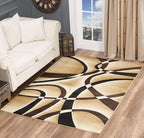 GLORY RUGS Modern Area Rug 5x7 Beige Swirls Carpet Bedroom Living Room Contemporary Dining Accent Sevilla Collection 4816A (Brown)