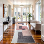 Bloom Rugs Washable Non-Slip 12 ft Runner - Pink/Dark Gray Modern Geometric Runner for Entryway, Hallway, Bathroom, and Kitchen - Exact Size: 2.5' x 12'