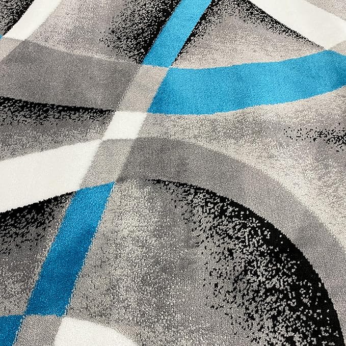 2305 Geometric Abstract Turquoise 5x7 Area Rugs for Living Room