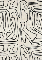 Abani Abstract Beige/Black Area Rug - 5'x8' - Modern Animal/Natural Lines Design - Deco Collection - Easy to Clean - Durable for High Traffic Areas - Bedroom, Office & Kitchen - Medium Pile