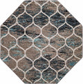 Rugs.com Lattice Frieze Collection Rug – 6 Ft Octagon Blue Multi Medium-Pile Rug Perfect for Living Rooms, Kitchens, Entryways