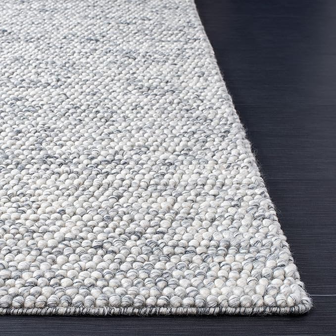 SAFAVIEH Natura Collection Area Rug - 4' Square, Light Grey & Ivory, Handmade Wool Blend, Textured Design, Ideal for Living Room, Bedroom, Dining Space (NAT620G)