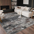 GENIMO No Crease Non Slip 6x9 Area Rugs for Living Room, Craft Woven Modern Abstract Rug, Soft Floor Carpet, Single-Piece Rugs for Bedroom, Dining Room, Office, Dark Gray Brown