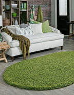 Unique Loom Solid Shag Collection Area Rug (3' 3" x 5' 3" Oval, Grass Green)