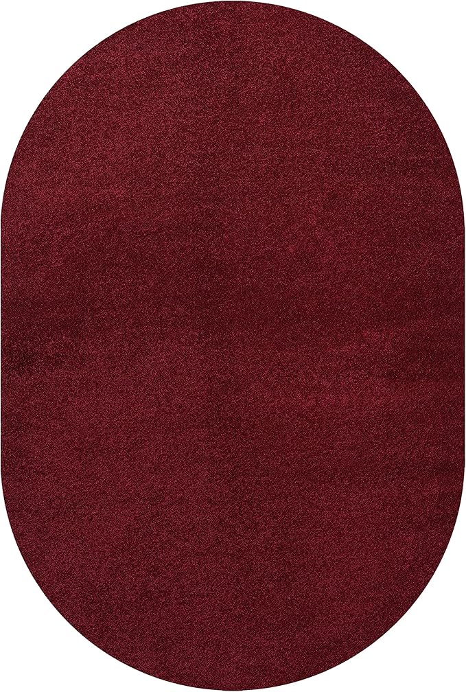 JONATHAN Y Haze Solid Low-Pile Dark Red 3x5 Oval Indoor Area Rug, Coastal,Bohemian,Minimalist,Classic, Easy-Cleaning for Living Room,Bedroom,Kitchen,Pet Friendly,Non-Shedding (SEU100Q-3OV)
