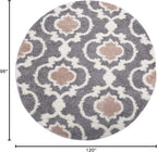 Rugshop Cozy Moroccan Trellis Indoor Shag Round Area Rug 6'6" Gray/Cream (6'6" Diameter)