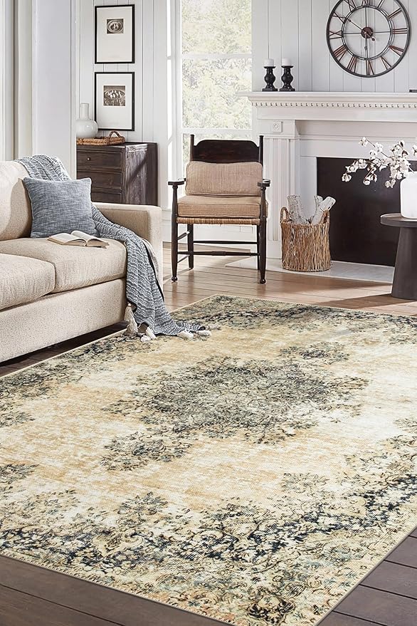 Keen Home Design 3x5 Rug - Machine Washable Entry Rug with Non-Slip Backing, Ideal for Enteryway, Kitchen, Bathroom, Laundry Room - Vintage, Easy Clean, Durable, Low Pile - (3' x 5')