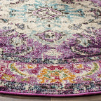 SAFAVIEH Monaco Collection Area Rug - 3' Round, Violet & Light Blue, Boho Chic Medallion Distressed Design, Non-Shedding & Easy Care, Ideal for High Traffic Areas in Living Room, Bedroom (MNC243L)