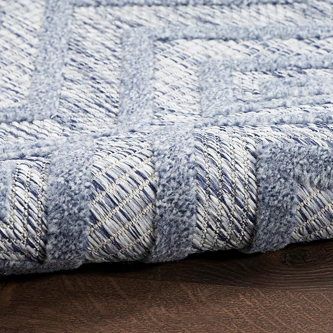 Nourison Home Versatile Denim Blue 7' x 10' Area Rug - Easy Clean, Non Shedding, Bed Room, Living Room, Dining Room, Kitchen (7' x 10')