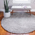Unique Loom Davos Shag Collection Area Rug - Solid (9' 10" Round, Sterling)