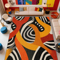 Abstract Rugs for Living Room - Retro Pop Art Colorful Area Rugs 7x10, Hippie Aesthetic Funky High Traffic Lightweight Extra Large Carpet Home Decor #C103